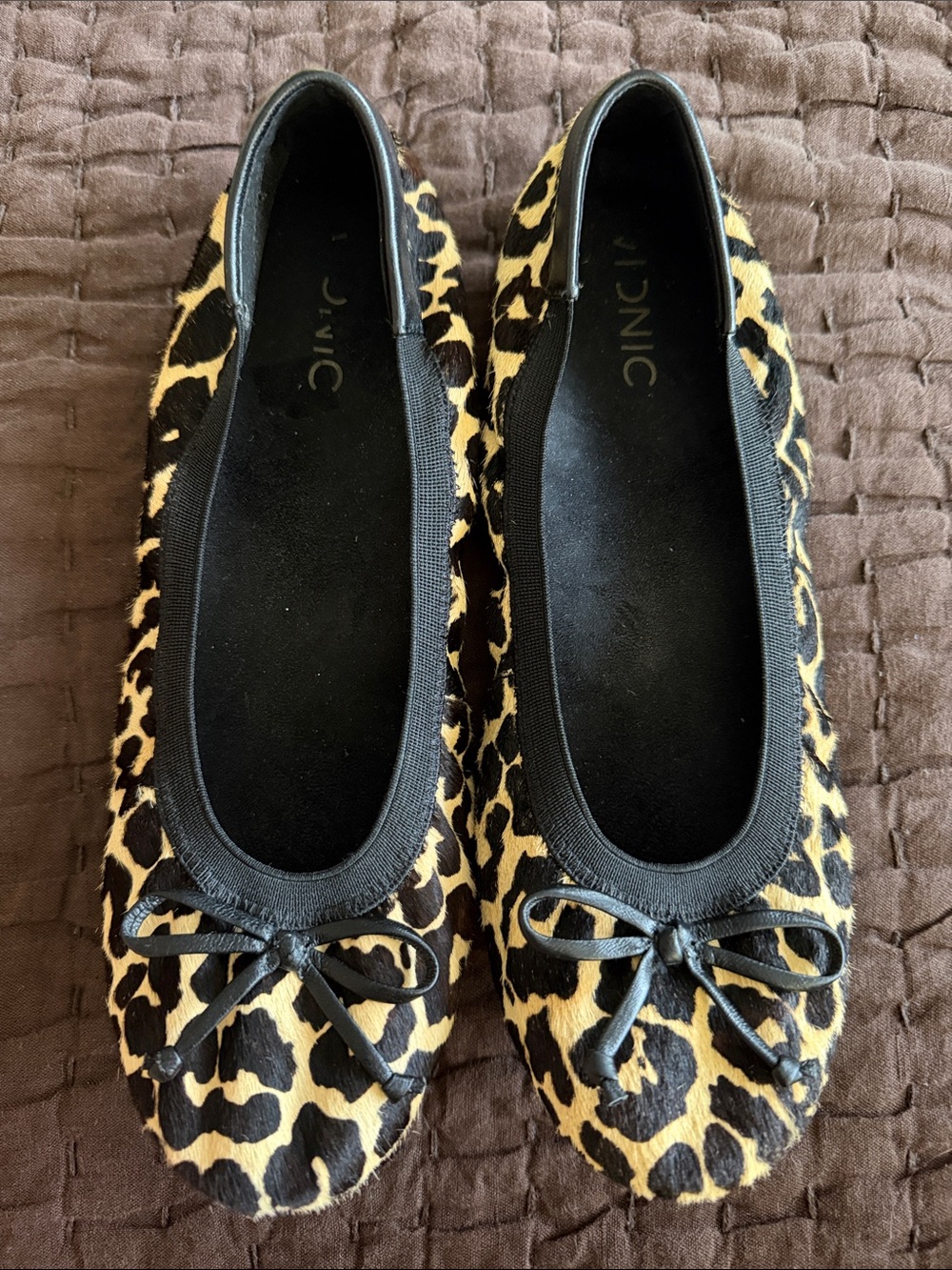 Vionic Leopard-Print Ballet Flats in Black and Tan